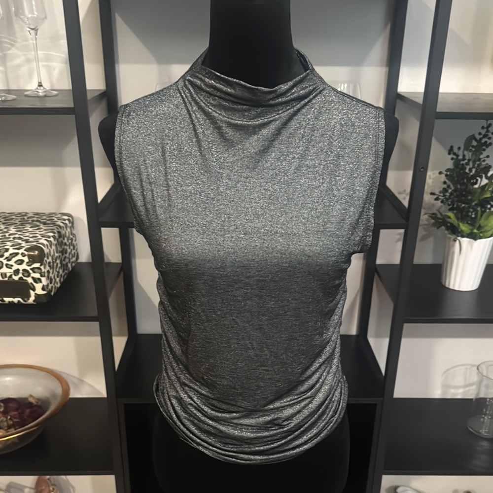 Old Navy Gray Fitted Ruched Tank Top